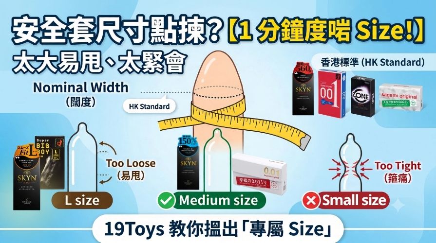 安全套尺寸點揀？太大易甩、太緊會痛？教你 1 分鐘度啱 Size！【香港避孕套尺寸指南】