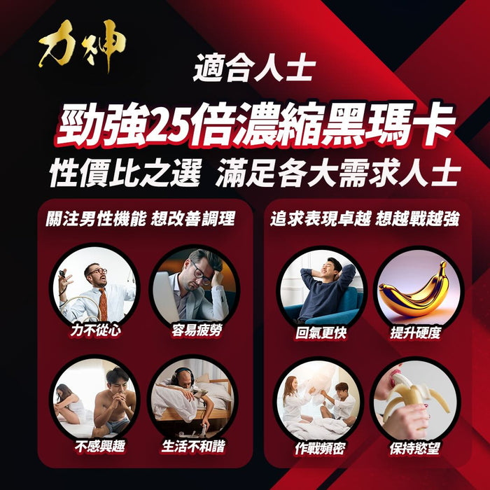 力神 - 勁強黑瑪卡25倍濃縮配方(90粒）男士必備 瑪卡 持久 爆發 男士機能 激發慾望