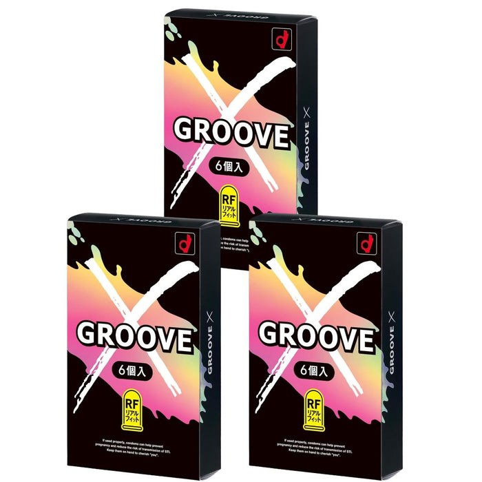 日版岡本 Groove X 雙重潤滑緊貼型 乳膠安全套（6片裝）三盒裝
