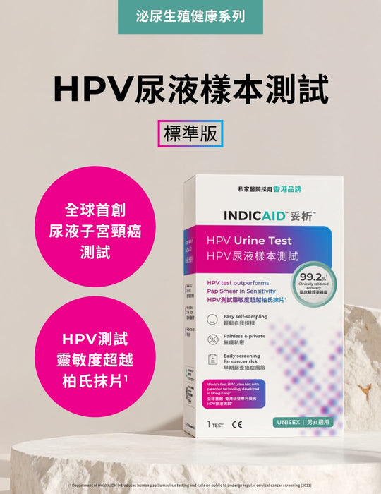 【男女適用】INDICAID™妥析™ HPV 尿液樣本測試連報告 – (一次可檢測 14 種可致癌高風險HPV病毒)