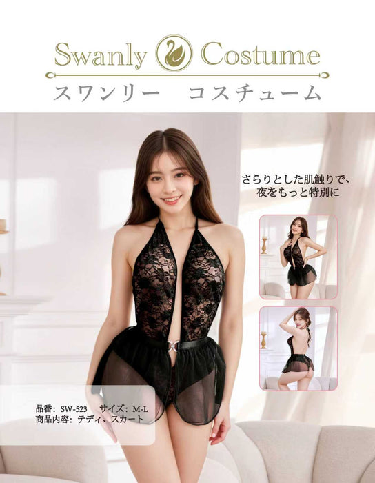 Swanly - 誘惑蕾絲露背連身睡裙（SW-523）