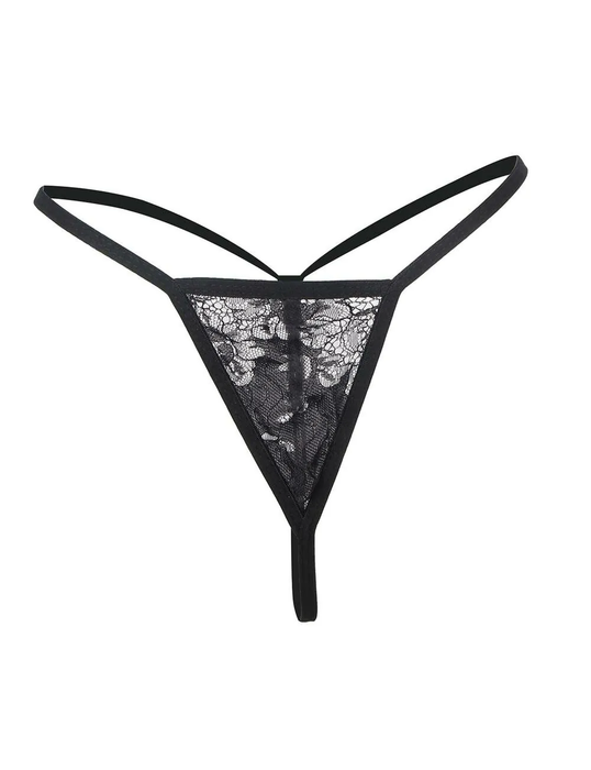 Swanly - 性感吊帶蕾絲情趣睡裙 黑色透膚內衣（SW-501）