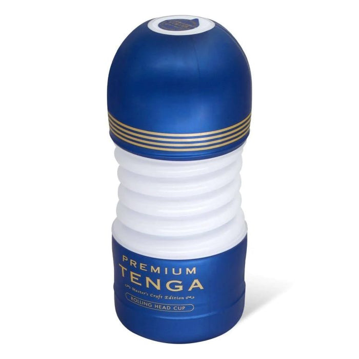 日本TENGA 第二代 Premium Rolling Head Cup 螺旋彈簧飛機杯（金藍色）